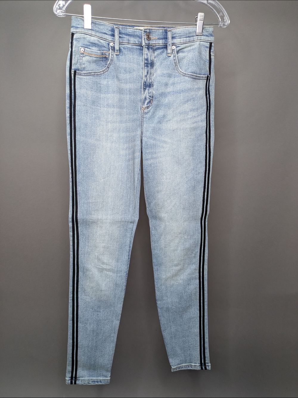 Garage Light Blue Skinny Jeans with Black Side Stripes